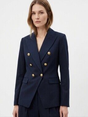 Banana Republic Double-Breasted Navy Captains Blazer with Gold Buttons